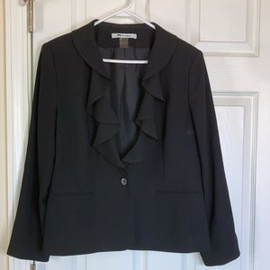 NyGard Black Womens Ruffled Front Jacket
